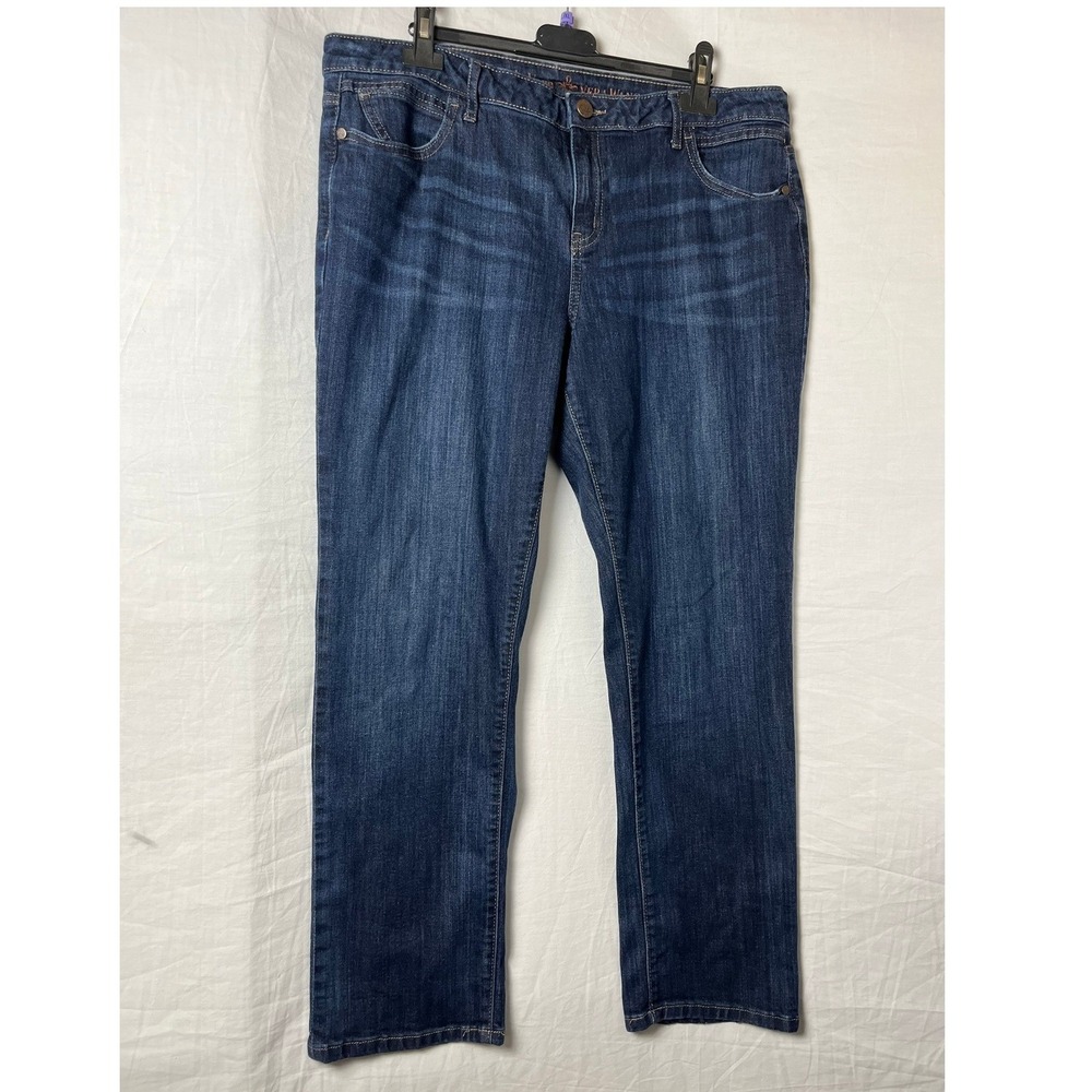 Simply Vera Vera Wang Jeans Womens 14 Straight Leg Dark Blue Wash EUC